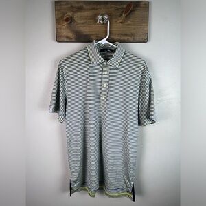 Ralph Lauren RLX size small striped polo shirt (performance feel) green and blue